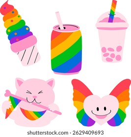 Groovy Pink com arco-íris para a Coleção de Celebração do Mês do Orgulho