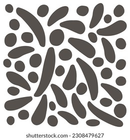 Groovy polka dot square banner Abstract retro art aesthetic 70s style. Trendy 1960s color silhouette groovy background. Cute vintage design in black and white color poster. Vector illustration.