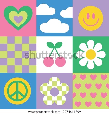 Groovy print 70s style. Vector illustration.