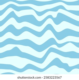 Groovy psychedelic background with wave in blue color