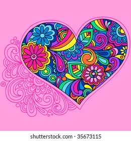 Groovy Psychedelic Heart Vector Illustration