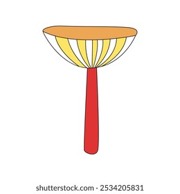 Cogumelo hippie psicodélico Groovy com chapéu listrado em forma de ilustração vetorial de guarda-chuva