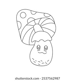 Groovy psychedelic mushroom, magic food for trippy hippie party vector illustration