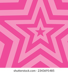 groovy psychedelic pink star background, hot pink repeated stars pattern, vector illustration