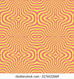 Groovy curvas sicodélicas sin costuras fondo. Diseño de patrones en los años 60, 70 estilo retro. Ilustración vectorial de moda. 