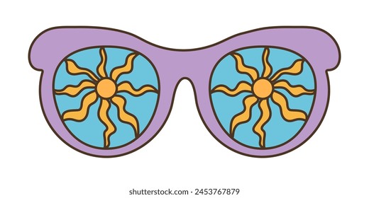Groovy, psychedelic sunglasses in 70s retro hippie style.
