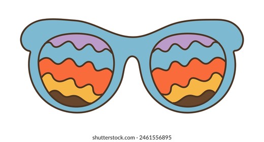 Groovy, psychedelic sunglasses in 70s retro hippie style.