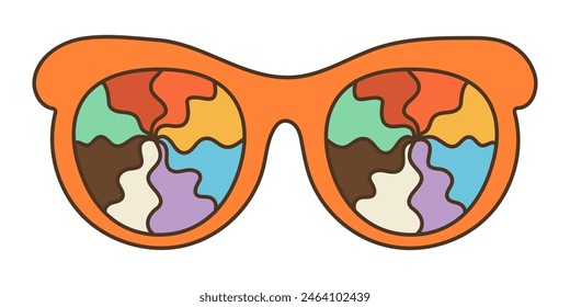 Groovy, psychedelic sunglasses in 70s retro hippie style.