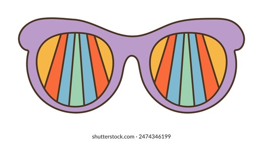 Groovy, psychedelic sunglasses in 70s retro hippie style.