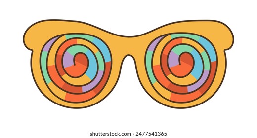 Groovy, psychedelic sunglasses in 70s retro hippie style.