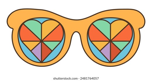 Groovy, psychedelic sunglasses in 70s retro hippie style.