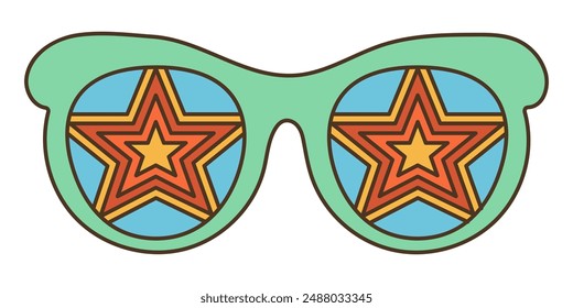 Groovy, psychedelic sunglasses in 70s retro hippie style.