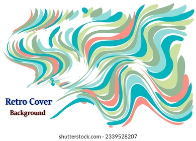 Groovy psychedelic wave background for banner design. Retro 60s 70s psychedelic pattern in green blue and pink. Modern wave retro abstract design. Hippie vector illustration.