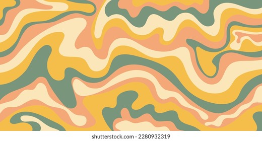 Groovy psychedelic wave background in trendy 60s, 70s style.Psychedelic swirl background.Vector illustration