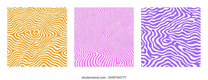 Groovy psychedelic Y2K style swirl background flat style design vector illustration. Distorted, twisted hippie color with wavy texture in an aesthetic style with abstract, groovy Y2K lines.