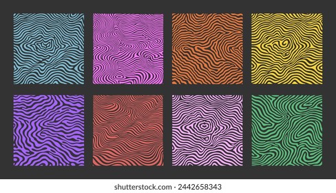 Groovy psychedelic Y2K style swirl background flat style design vector illustration. Distorted, twisted hippie color with wavy texture in an aesthetic style with abstract, groovy Y2K lines.