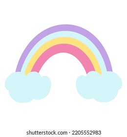 Groovy rainbow, pop girly sticker in 60s 70s retro style. Vector illustration of cartoon stickers, nostalgia 1980 1990 .