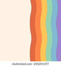 Groovy rainbow retro background with copy space. Abstract vector template for social media post. Fun doodle design for cover, banner, poster, promotion. offer, sale, discount.