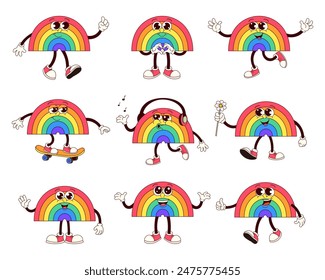 Groovy Rainbows: A Playful Collection of Cartoon Characters