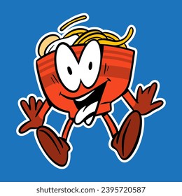 groovy ramen mascot vector illustration