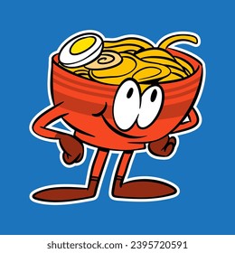 groovy ramen mascot vector illustration