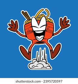 groovy ramen mascot vector illustration