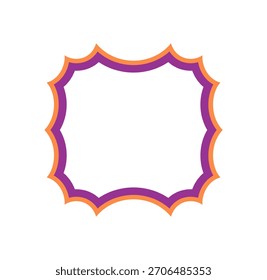 Borde de rectángulo groovy con contorno ondulado y borde de vieira en estilo retro y2k. El elemento de marco gráfico utiliza una línea en negrita, un fondo decorativo y una forma abstracta moderna para el arte creativo de moda.