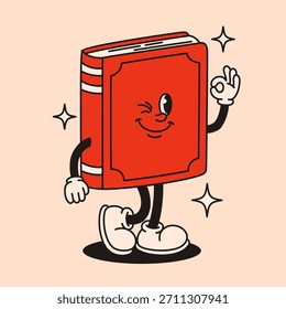 Personaje de libro rojo estupendo. Ilustración vectorial plana.