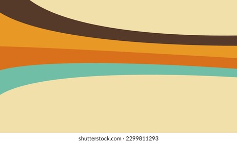 Vector de fondo Groovy Retro 70. Plantilla de ilustración de vectores de textura de línea, ondas, movimiento