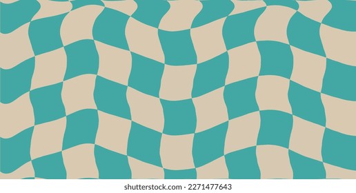 Groovy Retro 70s Style Distorted Checkered Background Pattern