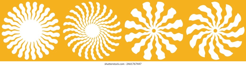 Groovy retro abstract sun backgrounds. Organic doodle shapes in trendy naïve hippie style. Contemporary poster print banner template.  vector illustration . eps 10
