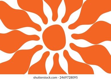 Groovy retro abstract sun backgrounds. Organic doodle shapes in trendy naïve hippie style. Contemporary poster print banner template. vector illustration in yellow colors