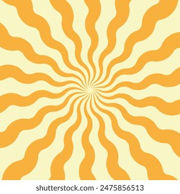 Groovy retro abstract sun backgrounds. Organic doodle shapes in trendy naïve hippie style. Contemporary poster print banner template. Vertical Wavy vector illustration.