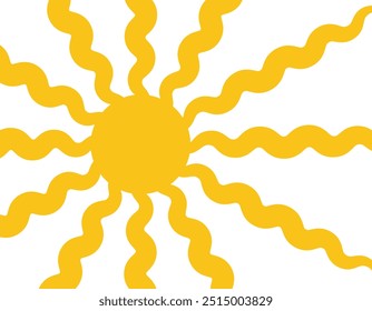 Groovy retro abstract sun backgrounds. Organic doodle shapes in trendy naive hippie 60s 70s style. Contemporary poster print banner template. Horizontal Wavy vector illustration .