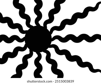 Groovy retro abstract sun backgrounds. Organic doodle shapes in trendy naive hippie 60s 70s style. Contemporary poster print banner template. Horizontal Wavy vector illustration .