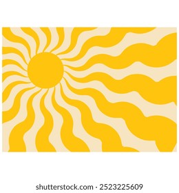 Groovy retro abstract sun backgrounds. Organic doodle shapes in trendy naive hippie 60s 70s style. Contemporary poster print banner template.