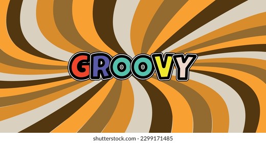 Groovy retro background of the 70s. Abstract vintage background. Vector illustration in a simple linear style-design template-hippie style.