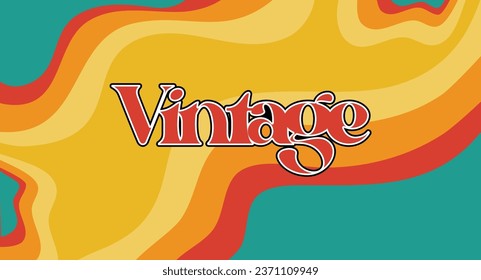 Groovy retro background. Abstract colorful and textured wavy shape design.