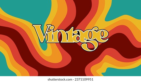 Groovy retro background. Abstract colorful and textured wavy shape design.