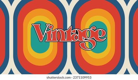 Groovy retro background. Abstract colorful and textured wavy shape design.