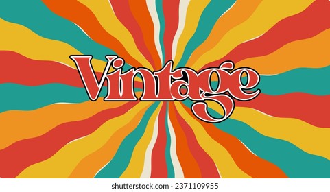 Groovy retro background. Abstract colorful and textured wavy shape design.