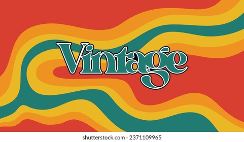 Groovy retro background. Abstract colorful and textured wavy shape design.