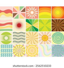 Groovy Retro Background illustration set