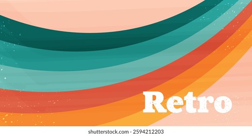 Groovy Retro Background with Lines, Aesthetic, Striped Design, Vintage Poster, Texture, Vector