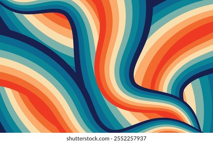 Groovy retro background pattern Vintage grunge colorful stripes background	
