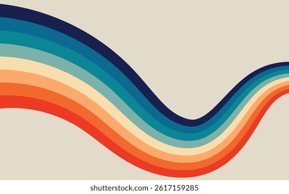 Groovy retro background pattern Vintage grunge colorful stripes background	