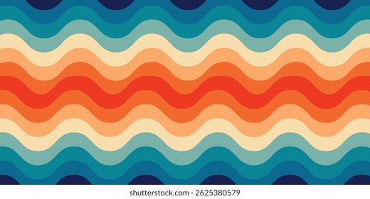 Groovy retro background pattern Vintage grunge colorful stripes background	
