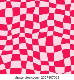 Groovy and retro boho cute checkerboard pattern