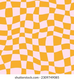 Groovy and retro boho cute checkerboard pattern