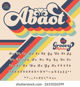 Groovy Retro Bold Font alphabet vector file
